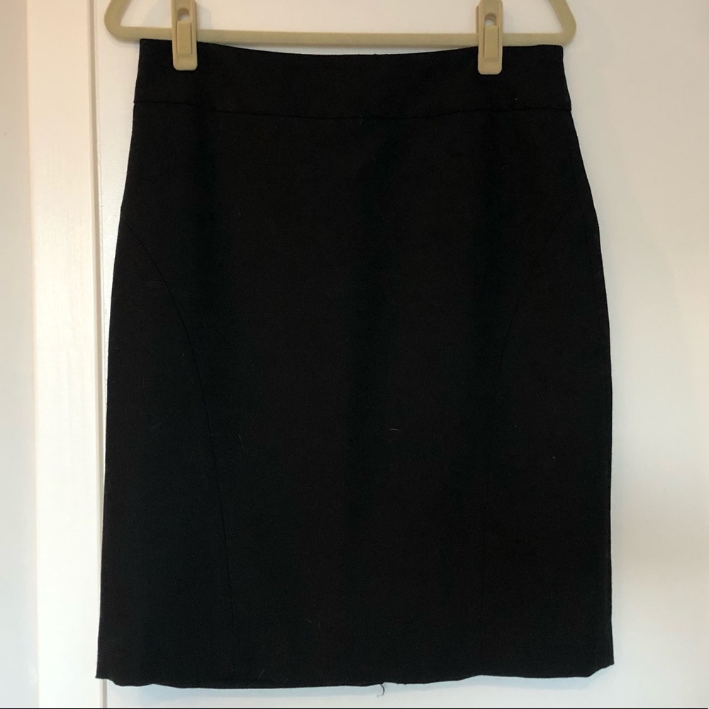 Black wool blend pencil skirt